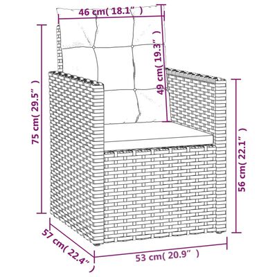 vidaXL 4-tlg. Garten-Lounge-Set mit Kissen Poly Rattan Schwarz