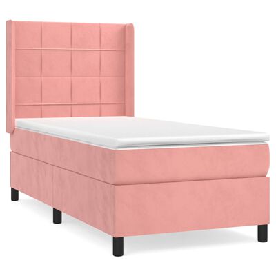 vidaXL Boxspringbett mit Matratze Rosa 100x200 cm Samt