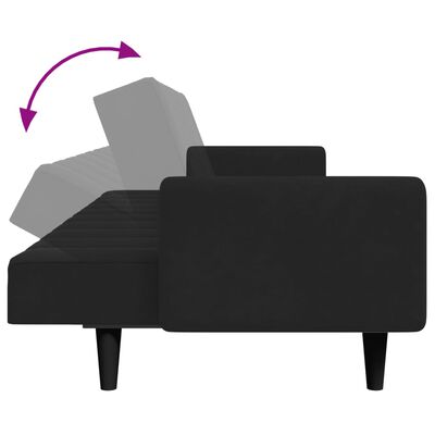 vidaXL Schlafsofa 2-Sitzer mit Fußhocker Schwarz Samt