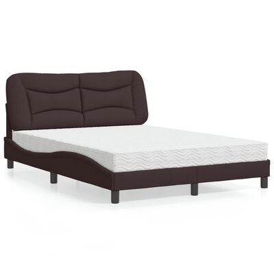 vidaXL Bett mit Matratze Dunkelbraun 140x200 cm Stoff