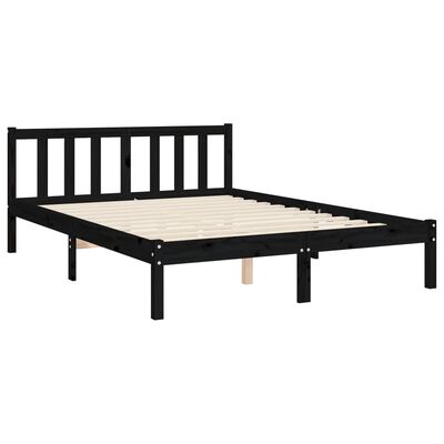 vidaXL Massivholzbett mit Kopfteil Schwarz 140x190 cm