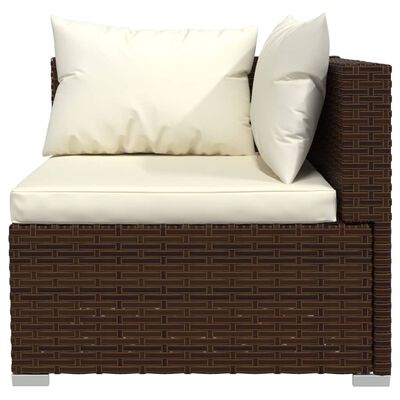 vidaXL 6-tlg. Garten-Lounge-Set mit Auflagen Poly Rattan Braun