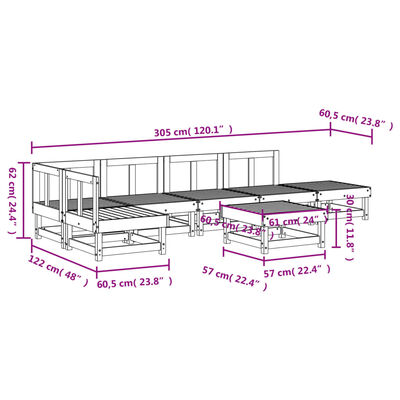 vidaXL 7-tlg. Garten-Lounge-Set Schwarz Massivholz Kiefer