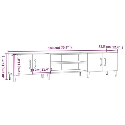 vidaXL TV-Schrank Räuchereiche 180x31,5x40 cm Holzwerkstoff