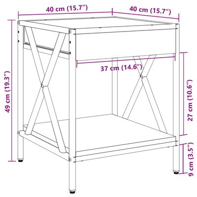 vidaXL Couchtisch mit Infinity-LED Schwarz 40x40x49 cm