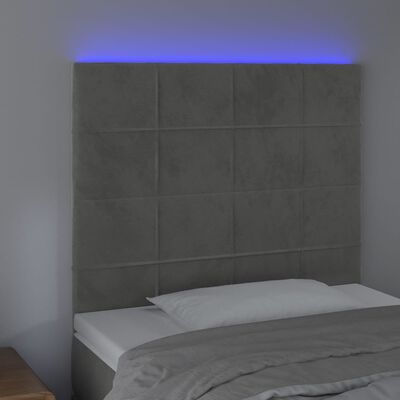 vidaXL LED Kopfteil Hellgrau 100x5x118/128 cm Samt