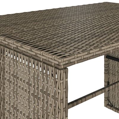 vidaXL 3-tlg. Garten-Essgruppe mit Kissen Grau Poly Rattan