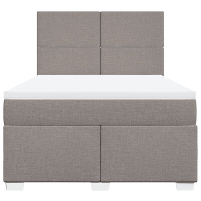 vidaXL Boxspringbett mit Matratze Taupe 160x200 cm Stoff