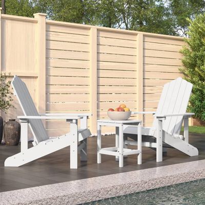 vidaXL Adirondack-Gartenstühle mit Tisch HDPE Weiß