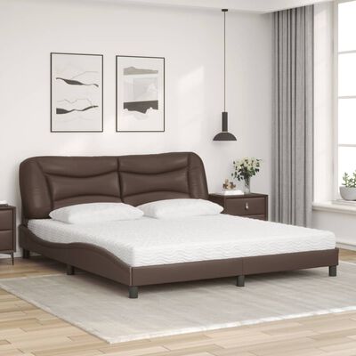 vidaXL Bett mit Matratze Braun 180x200 cm Kunstleder