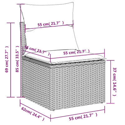 vidaXL 5-tlg. Garten-Sofagarnitur mit Kissen Beige Poly Rattan