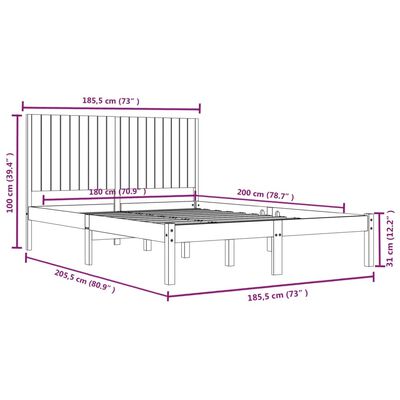 vidaXL Massivholzbett 180x200 cm