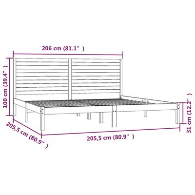 vidaXL Massivholzbett Weiß 200x200 cm