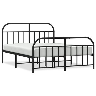 vidaXL Metallbett ohne Matratze mit Fußteil Schwarz 160x200 cm