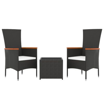 vidaXL 3-tlg. Garten-Lounge-Set Schwarz Poly Rattan & Stahl