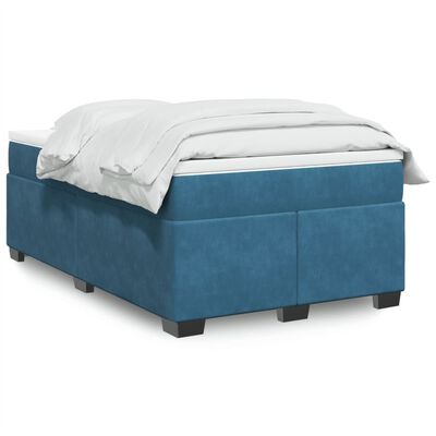 vidaXL Boxspringbett mit Matratze Dunkelblau 120x190 cm Samt