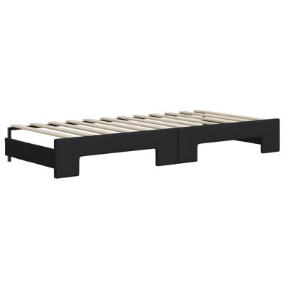 vidaXL Tagesbett Ausziehbar mit Matratzen Schwarz 90x200 cm Stoff