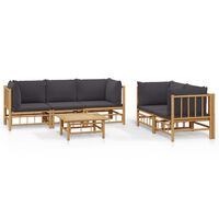 vidaXL 6-tlg. Garten-Lounge-Set mit Dunkelgrauen Kissen Bambus