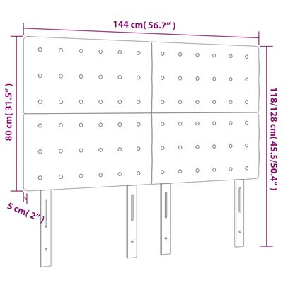 vidaXL LED Kopfteil Schwarz 144x5x118/128 cm Stoff