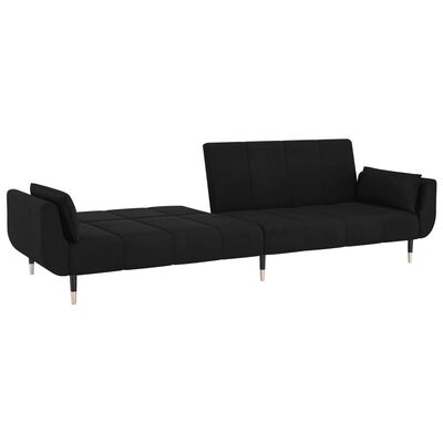 vidaXL Schlafsofa 2-Sitzer mit 2 Kissen Schwarz Samt