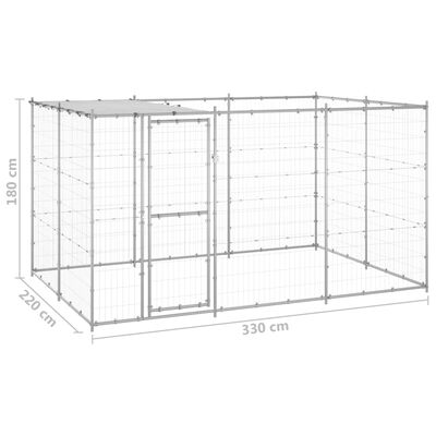 vidaXL Outdoor-Hundezwinger mit Überdachung Verzinkter Stahl 7,26 m²