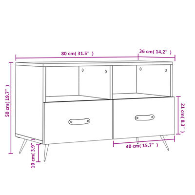 vidaXL TV-Schrank Weiß 80x36x50 cm Holzwerkstoff