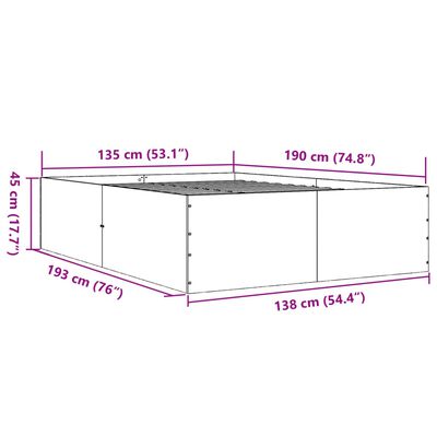 vidaXL Bettgestell Schwarz 135x190 cm Holzwerkstoff