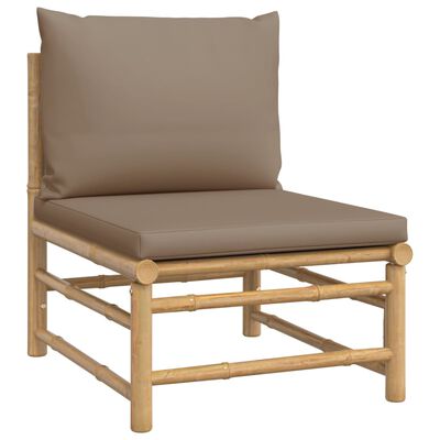 vidaXL 5-tlg. Garten-Lounge-Set mit Kissen Taupe Bambus