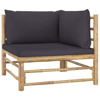 vidaXL 8-tlg. Garten-Lounge-Set mit Dunkelgrauen Kissen Bambus