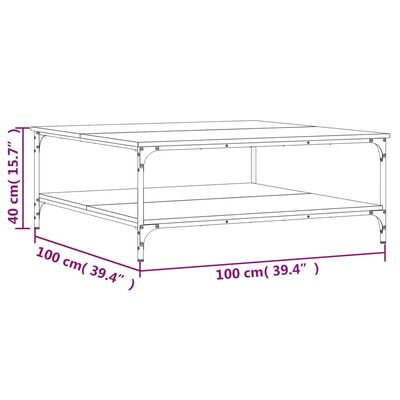 vidaXL Couchtisch Räuchereiche 100x100x40 cm Holzwerkstoff