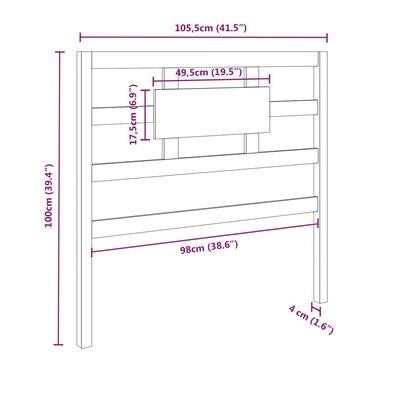 vidaXL Bett-Kopfteil Schwarz 105,5x4x100 cm Massivholz Kiefer