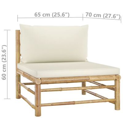 vidaXL 9-tlg. Garten-Lounge-Set mit Cremeweißen Kissen Bambus