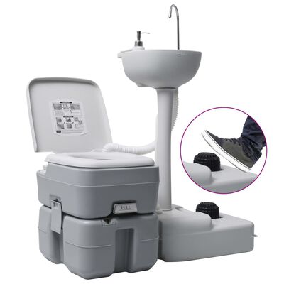 vidaXL Tragbare Campingtoilette mit Waschbecken und Wasserbehälter