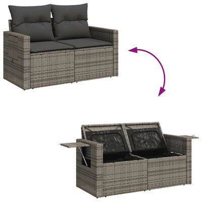 vidaXL 6-tlg. Garten-Sofagarnitur mit Kissen Grau Poly Rattan