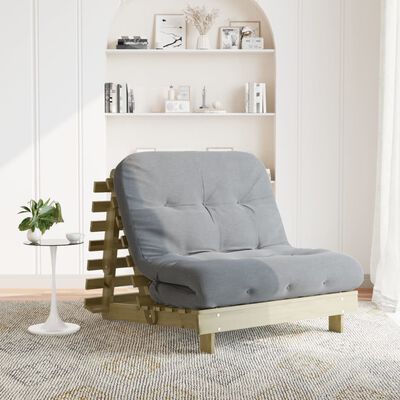 vidaXL Futon Schlafsofa mit Matratze 100x206x11 Kieferholz Imprägniert