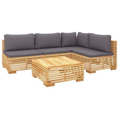 vidaXL 5-tlg. Garten-Lounge-Set mit Kissen Massivholz Teak