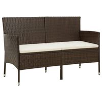 vidaXL Gartensofa 3-Sitzer mit Kissen Braun Poly Rattan