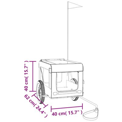 vidaXL Fahrradanhänger Hunde Grau und Schwarz Oxford-Gewebe & Eisen