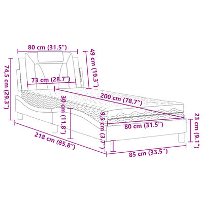 vidaXL Bett mit Matratze Braun 80x200 cm Kunstleder