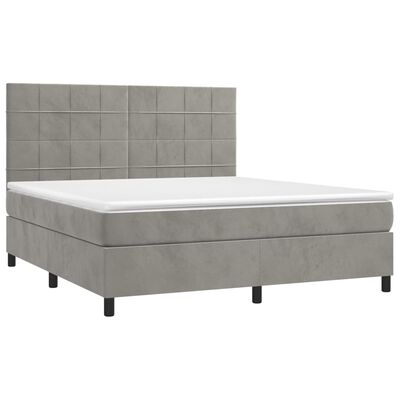 vidaXL Boxspringbett mit Matratze Hellgrau 180x200 cm Samt