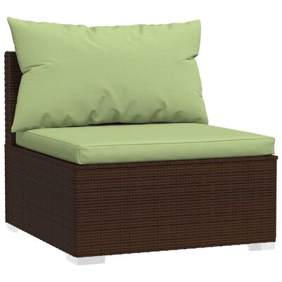 vidaXL 7-tlg. Garten-Lounge-Set mit Kissen Braun Poly Rattan