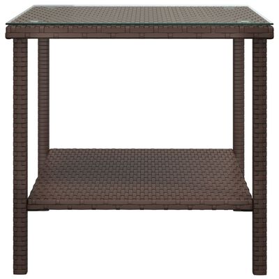 vidaXL Beistelltisch Braun 45x45x45 cm Poly Rattan und Hartglas