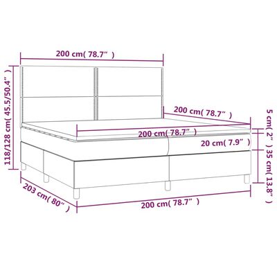 vidaXL Boxspringbett mit Matratze & LED Schwarz 200x200 cm Kunstleder