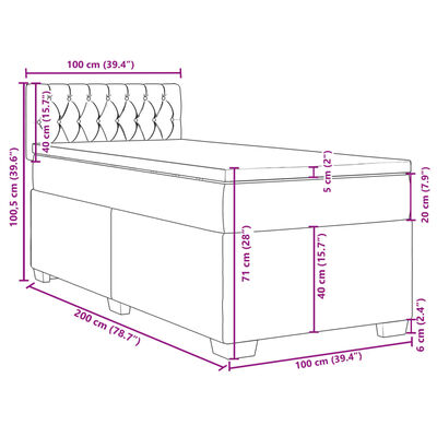 vidaXL Boxspringbett mit Matratze Hellgrau 100x200 cm Stoff