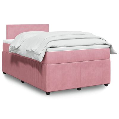 vidaXL Boxspringbett mit Matratze Rosa 120x200 cm Samt