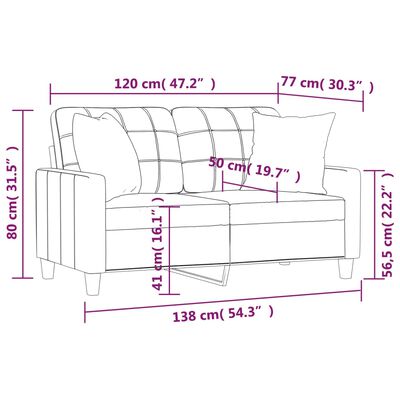 vidaXL 2-Sitzer-Sofa mit Zierkissen Creme 120 cm Kunstleder