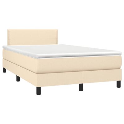 vidaXL Boxspringbett mit Matratze & LED Creme 120x190 cm Stoff