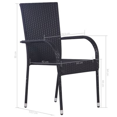 vidaXL 5-tlg. Garten-Essgruppe Poly Rattan Schwarz