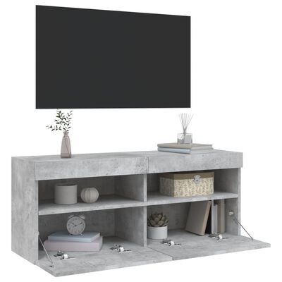 vidaXL TV-Wandschrank mit LED-Leuchten Betongrau 100x30x40 cm