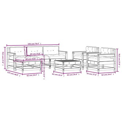 vidaXL 7-tlg. Garten-Lounge-Set mit Kissen Massivholz